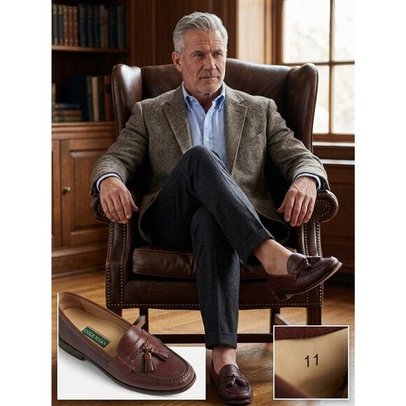 Cole Haan Men’s Tassel Loafers Size 11 Brown Leather Dress Shoes Classic Style main image 5